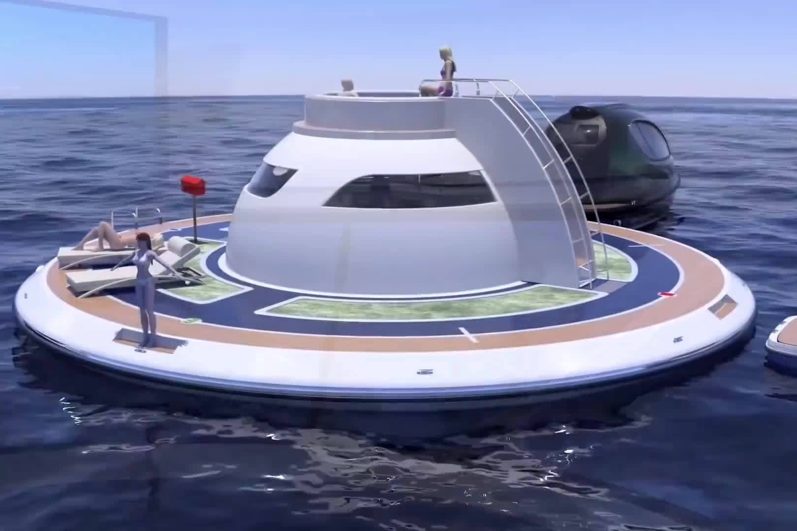 海上ufo?这么哇塞的游艇什么时候可以坐一坐呀!
