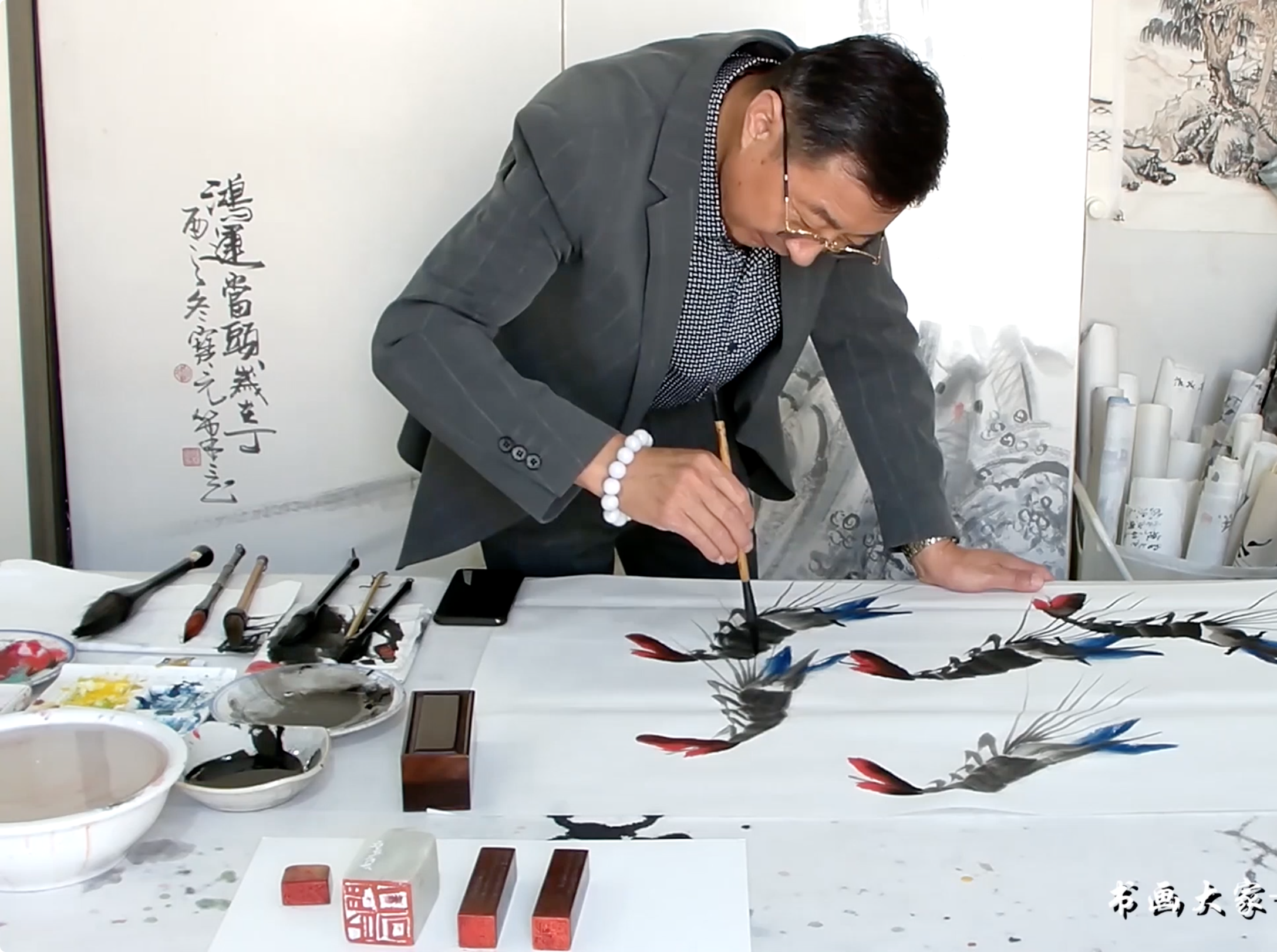 白石门人孙宝元《天赐鸿福》创作现场孙宝元,白石门