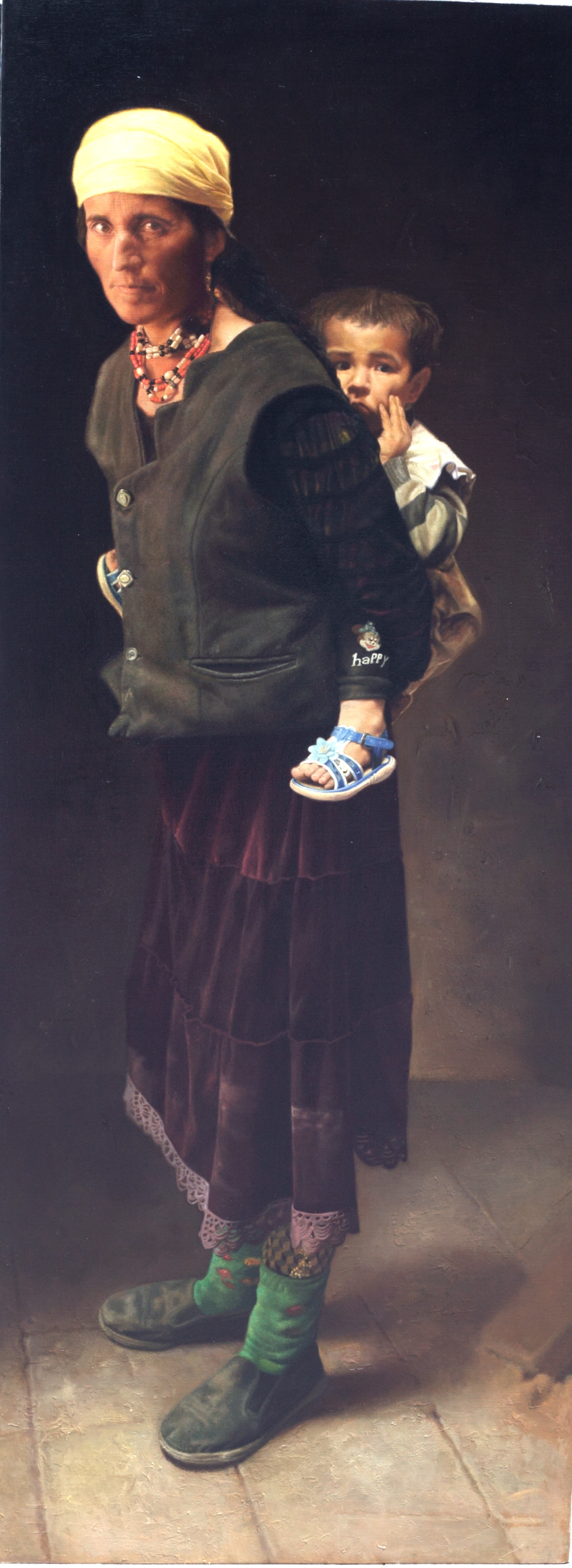 张宏《帕米尔牧民》 170x65cm 布面油画