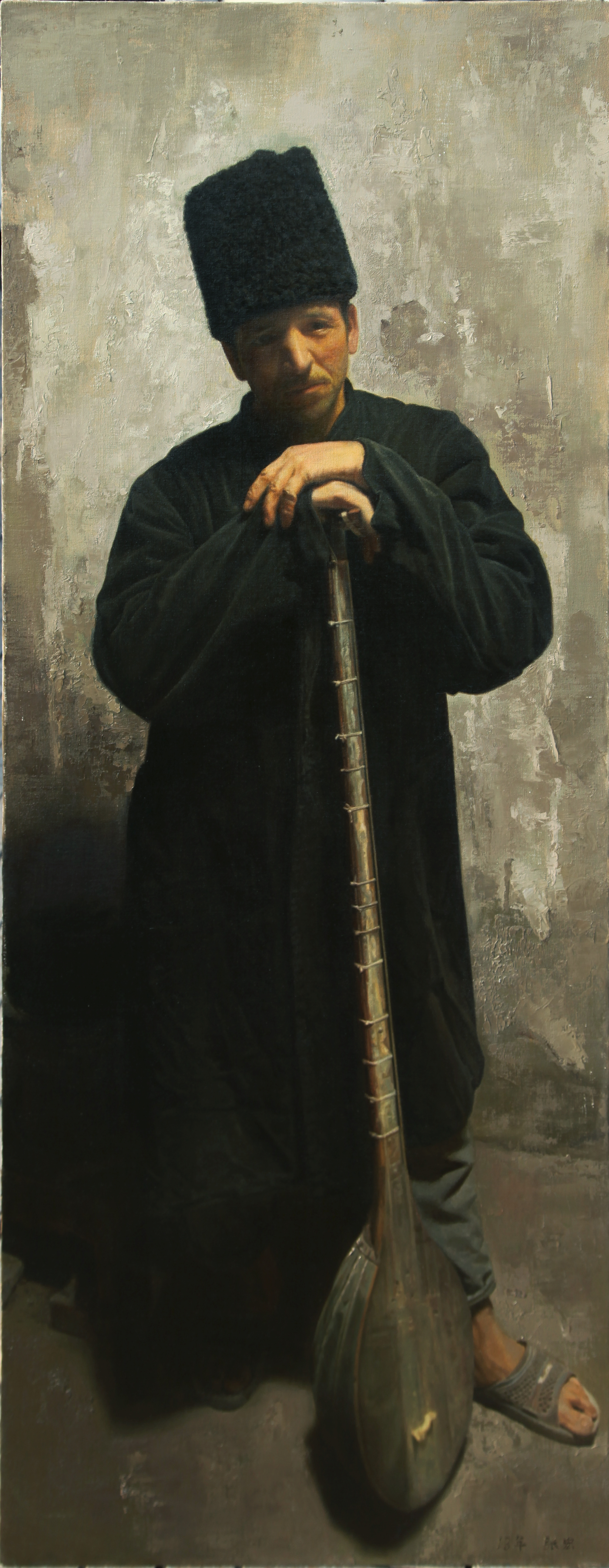 张宏《歌手》 150x60cm 布面油画