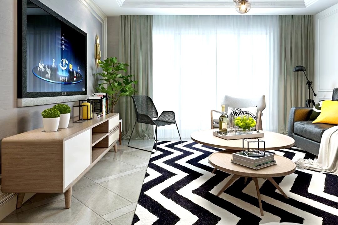 北欧风格客餐厅全景效果图