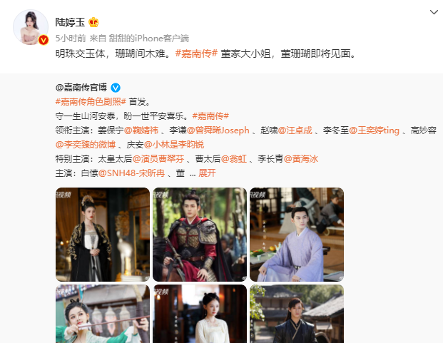 《慕南枝》更名《嘉南传》 陆婷玉角色剧照首发__凤凰网