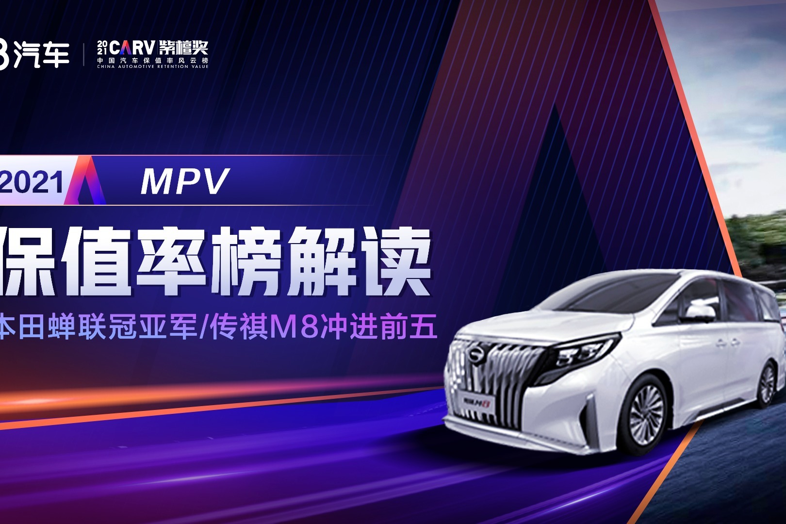 2021MPV保值率排行榜解读 本田蝉联冠亚军/传祺M8冲进前五
