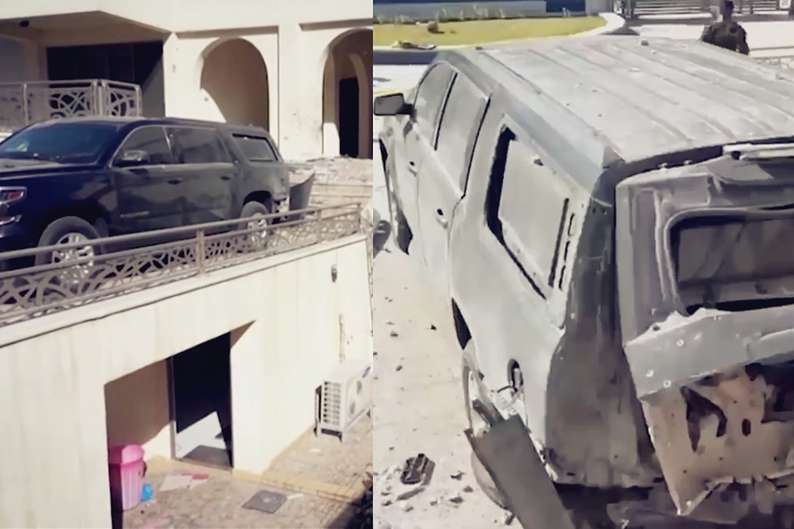 伊拉克总理官邸遭无人机袭击 保镖向空中密集开火 防弹车被炸毁！