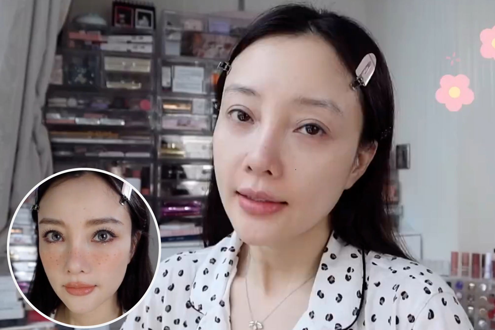 李小璐离婚后状态堪忧，分享雀斑妆教程暴露真实素颜，黑眼圈超重