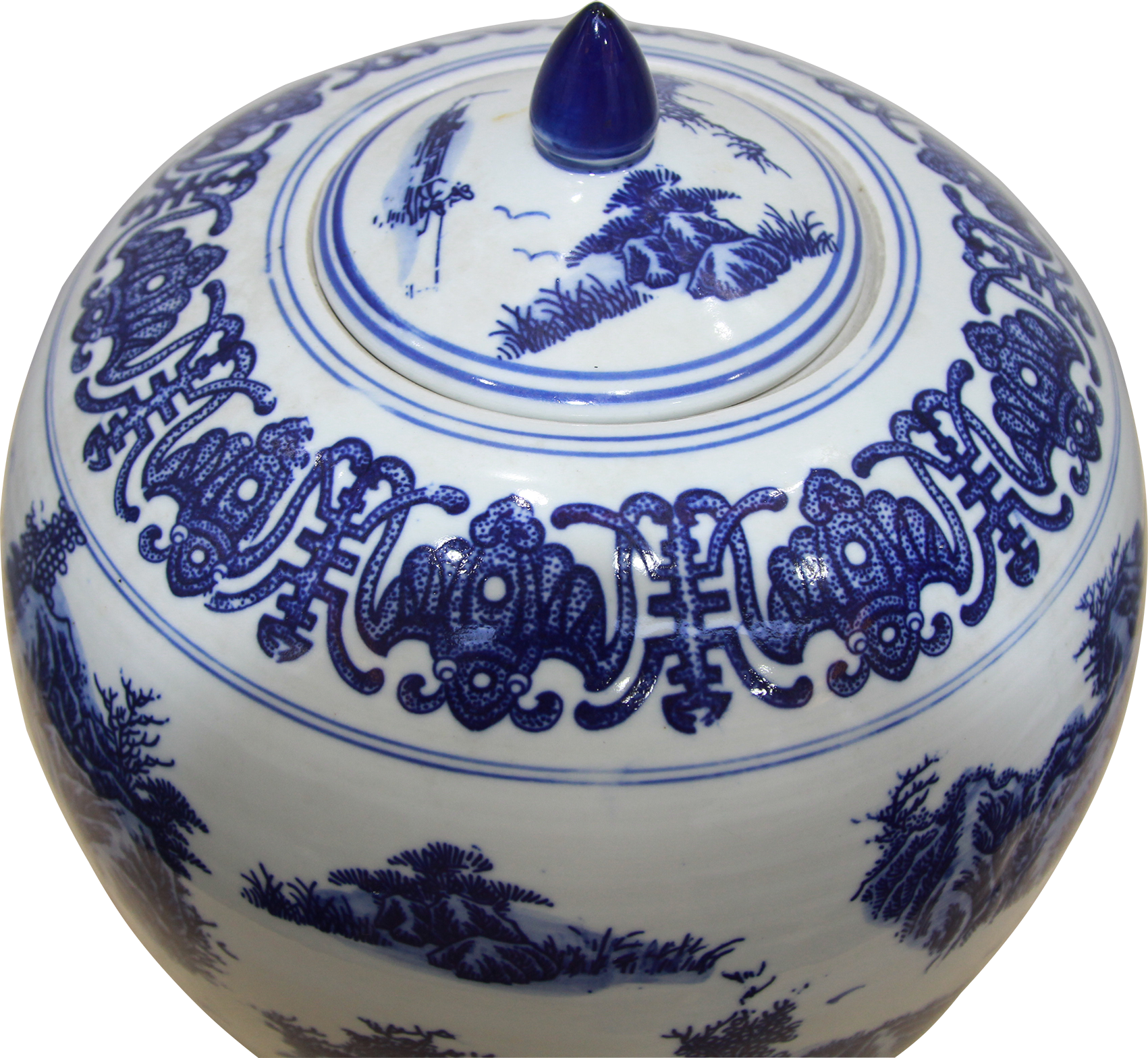 精品大清乾隆年制青花盖罐