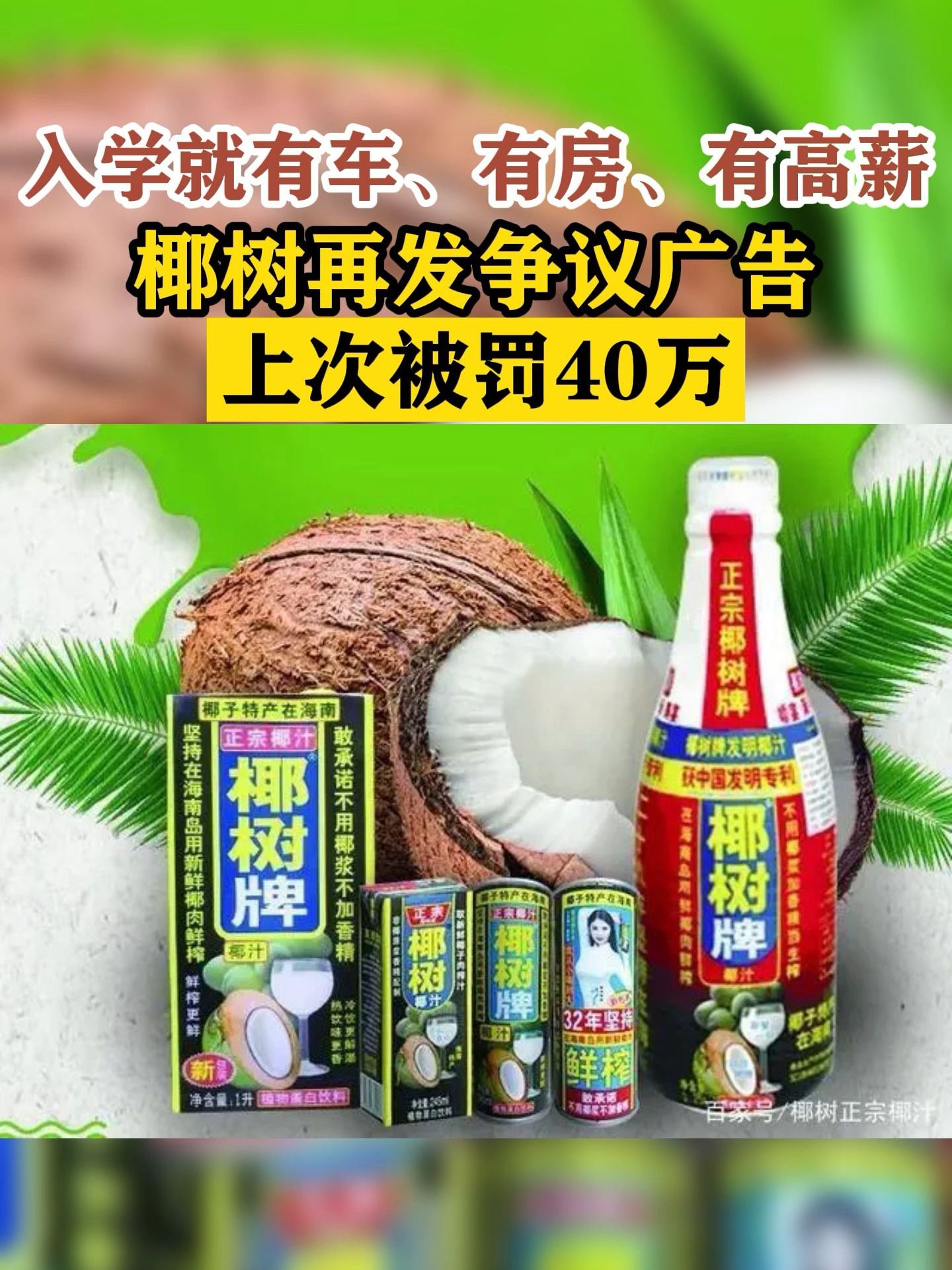 椰树集团被罚40万元！_处罚