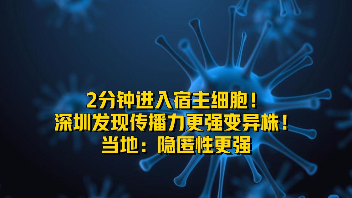 2分钟进入宿主细胞！深圳发现传播力更强变异株！当地：隐匿性更强