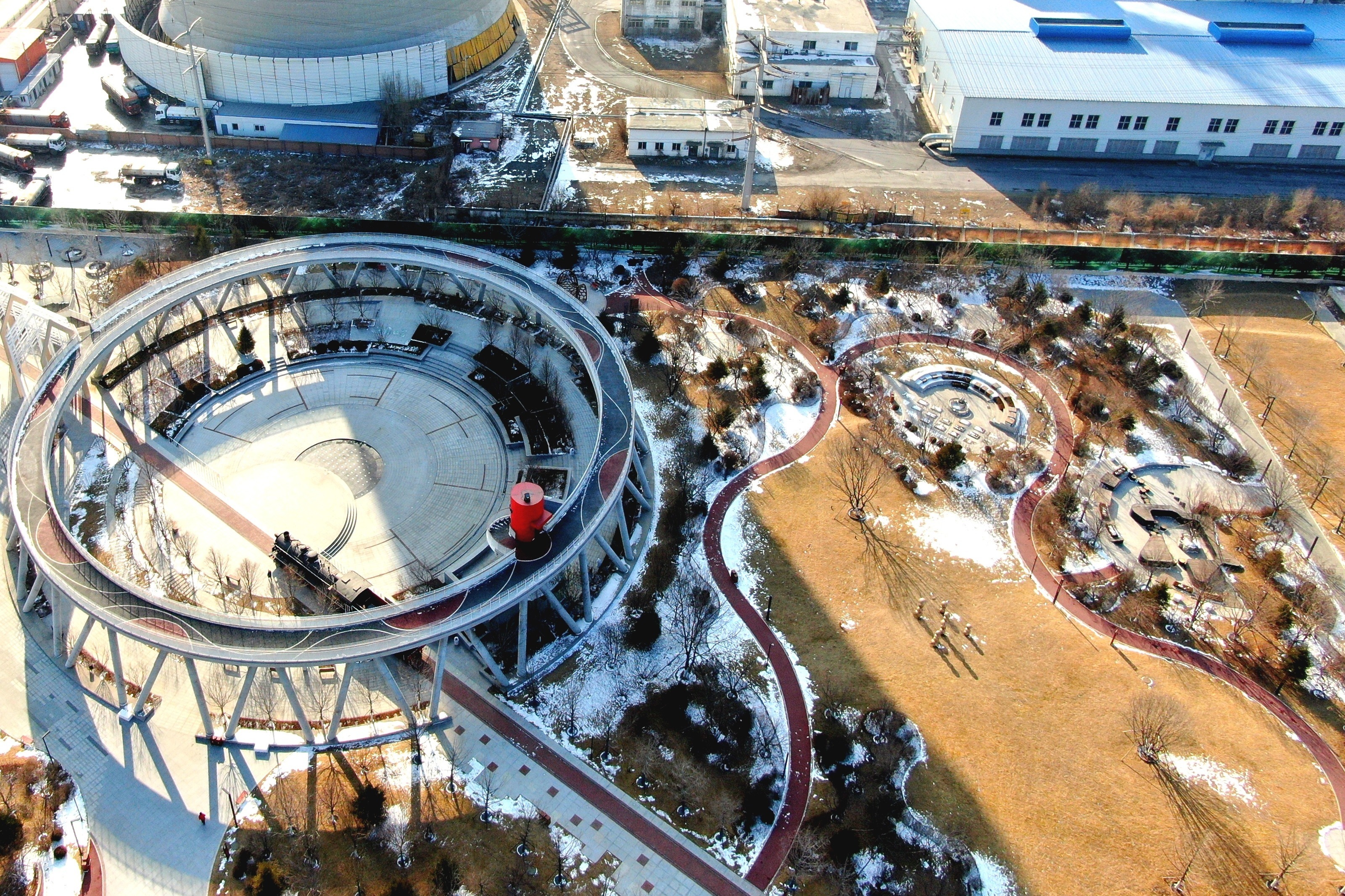 辽宁联合融媒体中心航拍辽宁航拍雪后的沈阳大东时代公园