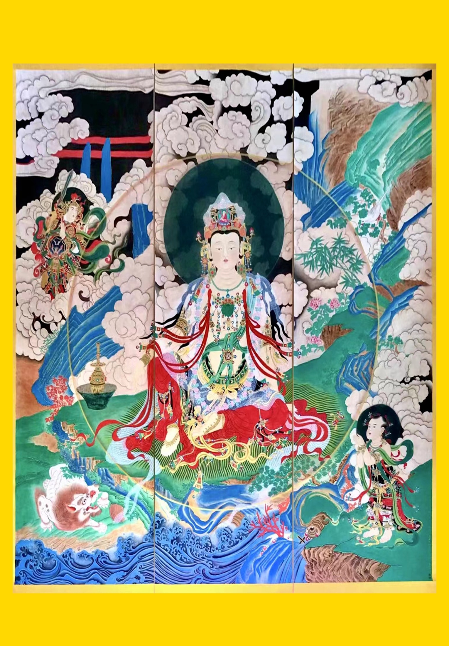 顾云龙为纪念张大千诞辰作《水月观音图》__凤凰网