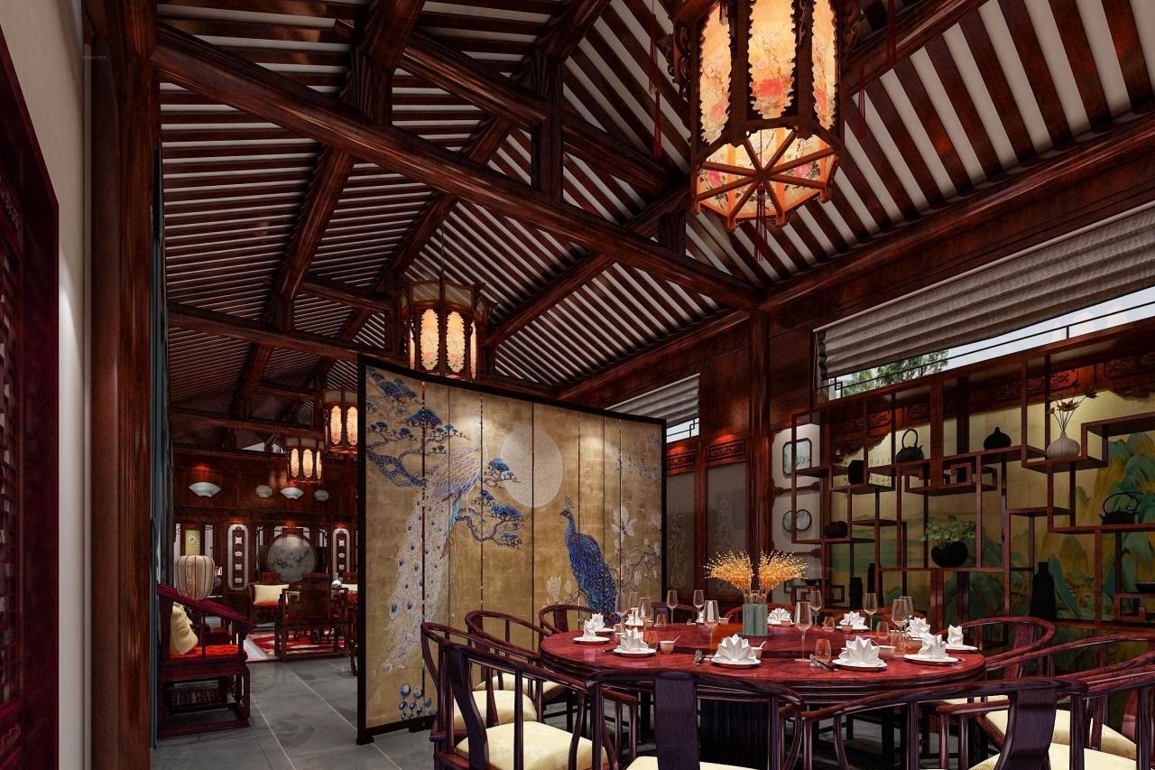 中式红木别墅客餐厅主卧_张美丽效果图-站酷ZCOOL