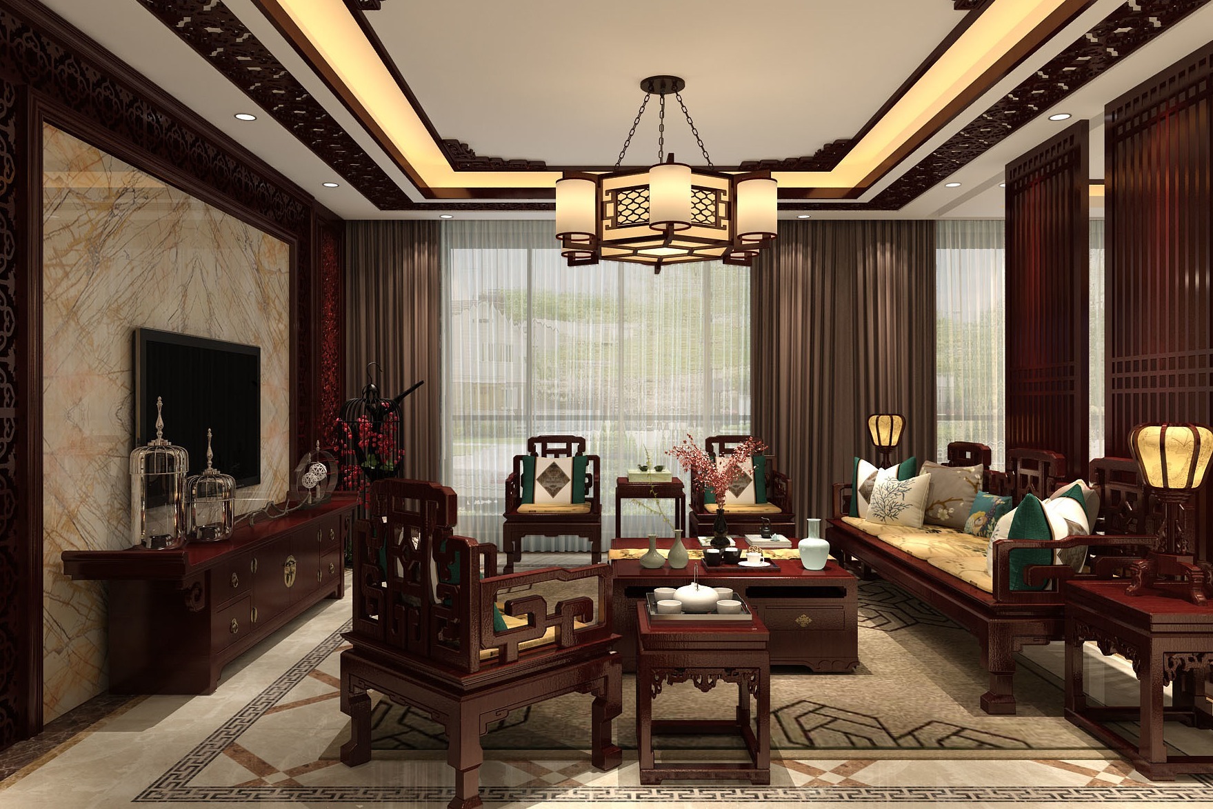 中式红木家具效果图大全2015图片 – 设计本装修效果图