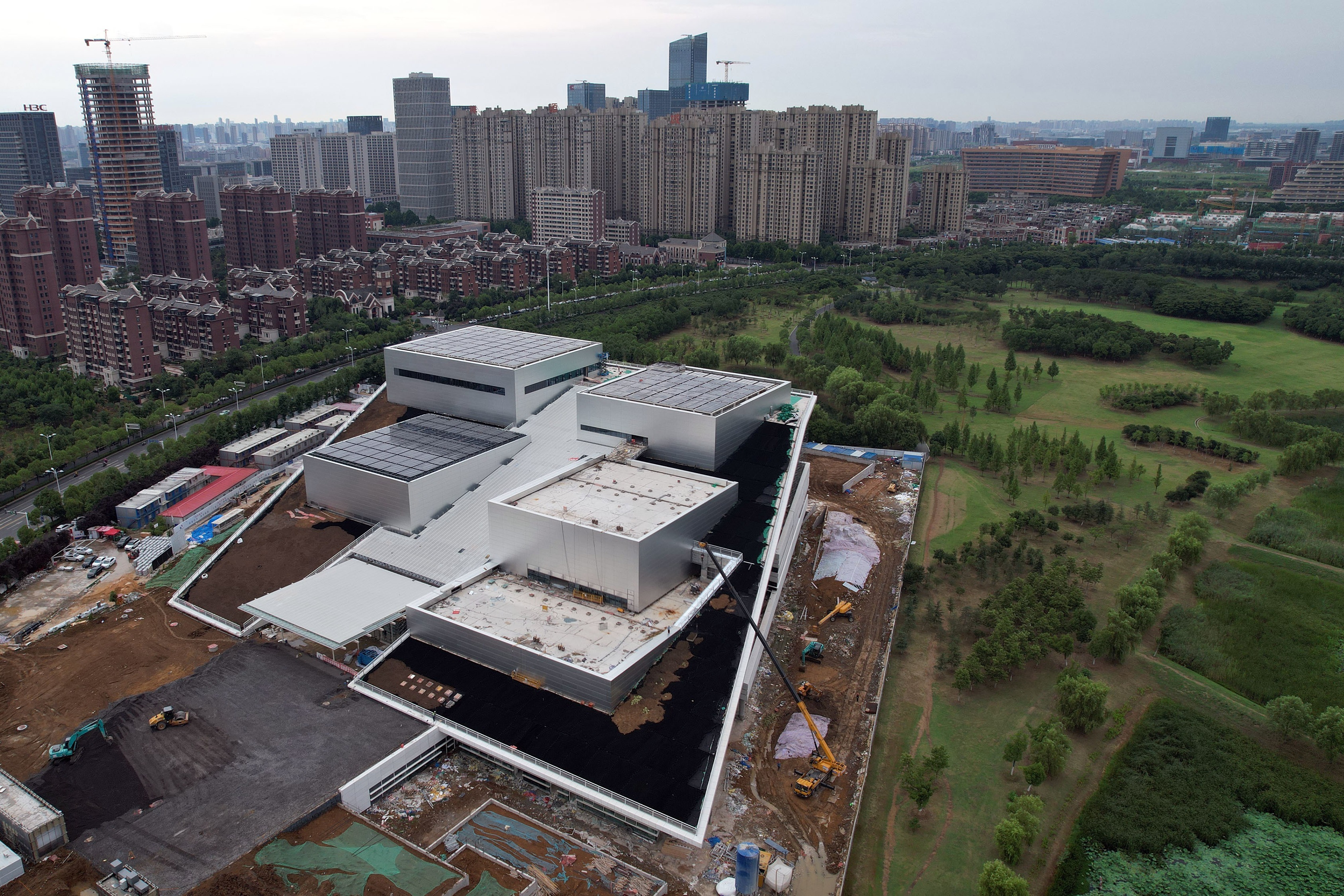 航拍建設中的合肥市科技館新館 自然博物館