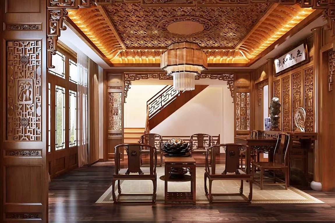 中式别墅红木装修定制，享受高品质家居生活